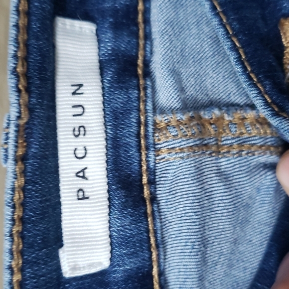 PacSun Dark Blue Distressed High Waisted Jeggings 24 - Picture 8 of 13